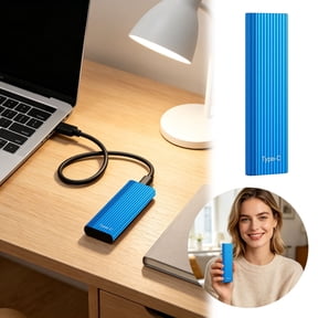 Portable Type-C External SSD, High-Speed Aluminum Hard Drive, Compact Shockproof Storage for PC Mac Phone, Plug and Play Large Capacity Drive,(Blue)