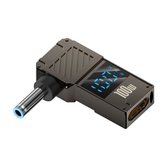 Portable Type C to Direct Current Adapter Male to Female Connector With Digital Display for Laptops Efficient Charging