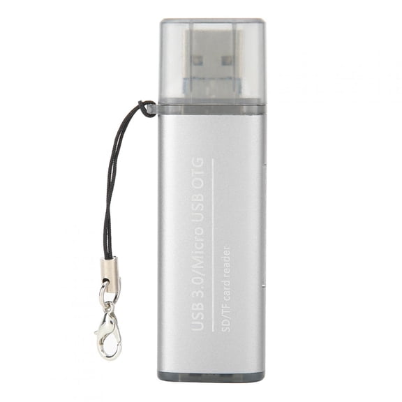 Portable USB 3.0 Card Reader in Titanium Gray for Android Phones with OTG Support, Reads Memory Cards on-the-Go