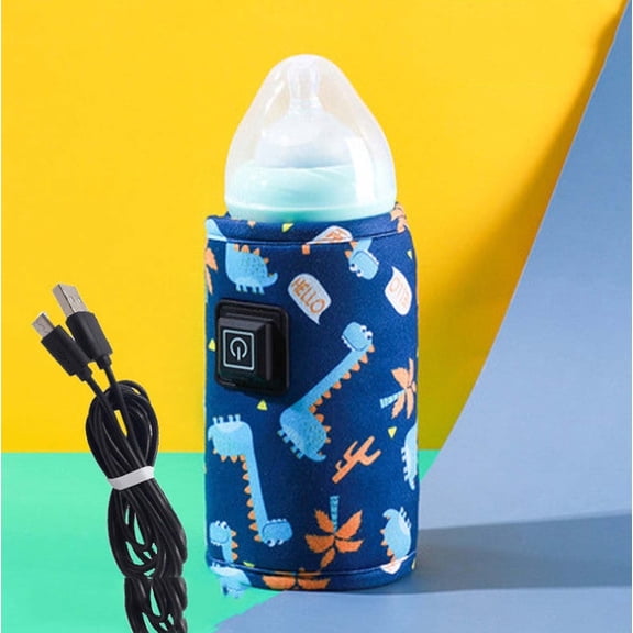 Portable USB Baby Bottle Warmer, Milk Bag and Thermal Insulation, Adjustable Temperature, Smart Chip Control, 3 Power Options, Fits Most Bottles, 28.5x13cm Velvet
