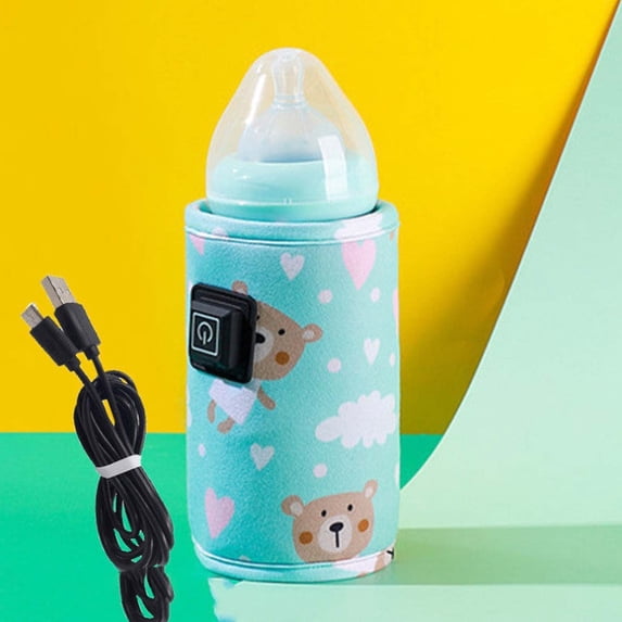 Portable USB Baby Bottle Warmer Thermal Insulation Set, 3 Temperature Modes Smart Chip, Multi-Power (Car/Mobile/Home) Hook-Loop Closure, Fits Bottle Materials, For Travel Feeding Baby Milk Warmth