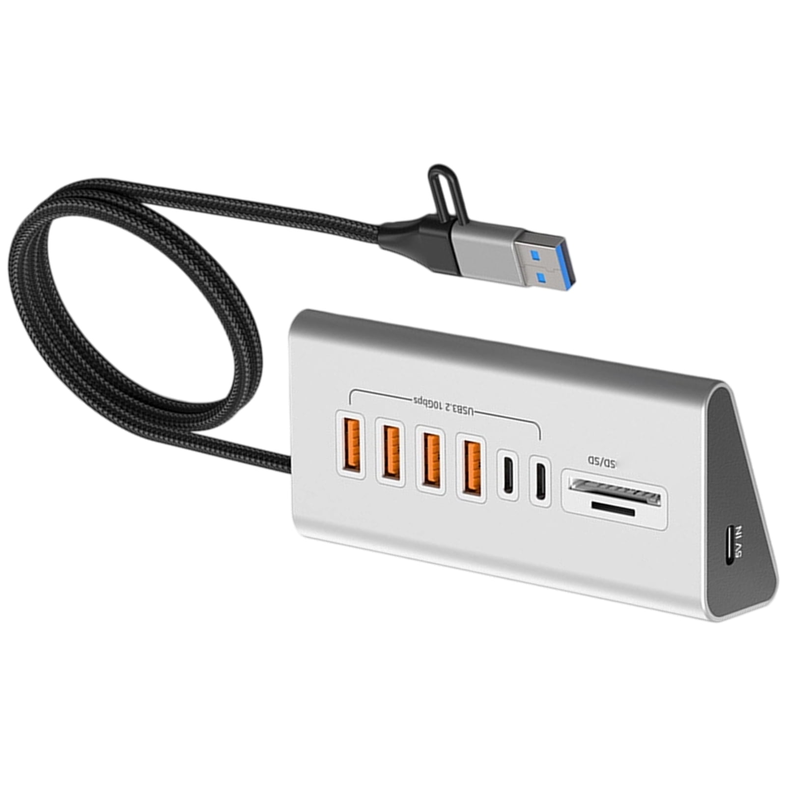 Portable USB C Hubs Adapter Aluminum Alloy USB 3.2 10Gbps SDTF Card Reader Plugs and Play for Laptop