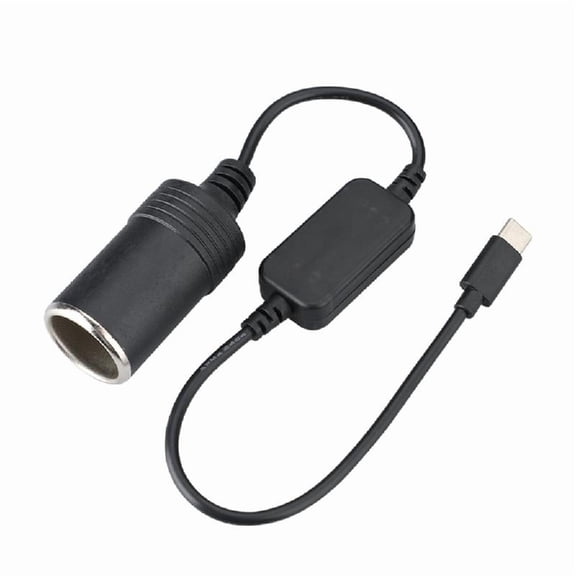 Portable USB C to 12V Car Cigarettes Lighter Socket Cable for Fan, LED Lights