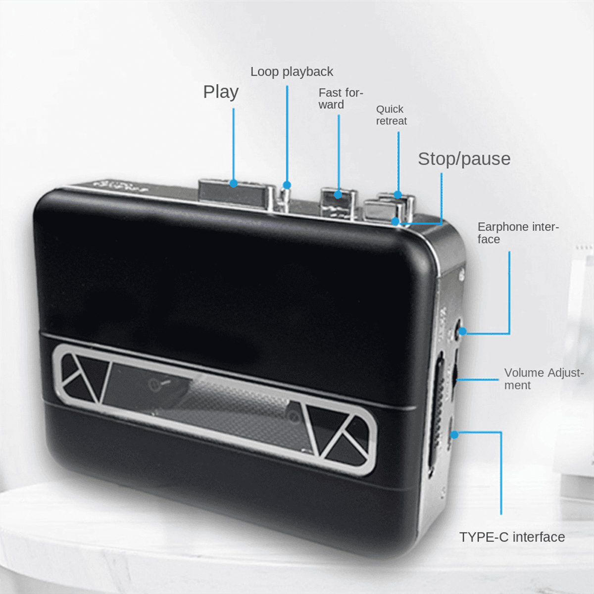 Portable USB Cassette Capture Radio Player USB Cassette Tape to MP3