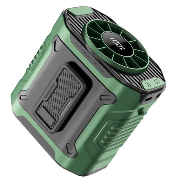 Portable USB-Cooling Waist Fan & Flashlight: Long-Lasting Comfort for Outdoor