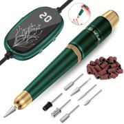 Portable USB Electric Nail Drill Kit with LED Speed Display, Professional Manicure Pedicure Set for Acrylic & Gel Nails, Green