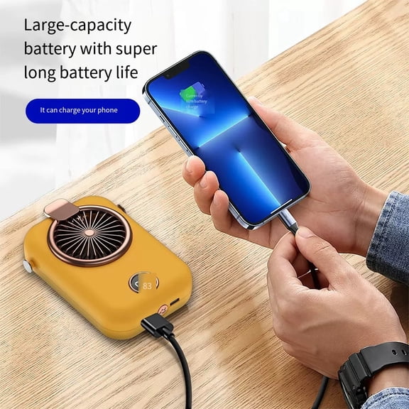 Portable USB Fan With 10000mAh Power Bank Hands Wearable Fan For Outdoor Camping Travel Model,yellow