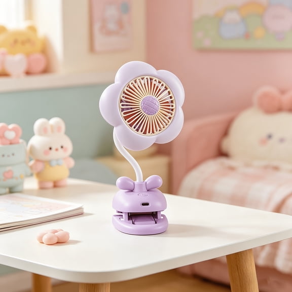 Portable USB Flower Design Fan, 5-Speed, Super Long Endurance, Lightweight Design, Modern Aesthetic, Neck Desktop Fan, Suitable for Travel, Beach, Gym, Office, And Outdoor Use