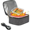 thumbnail image 1 of Portable USB Food Warmer Lunch Box 21x16x8cm Insulated Heated Bag Automatic Temp Control Leak Proof Adult Meal Prep Container Car Office Camping Picnic Black Gray Easy Carry, 1 of 5