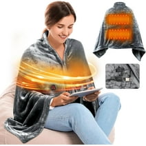 Portable USB Heated Blanket Shawl, 59” x 33” Wearable Heating Blanket for Gifts, Outdoor, Office, Camping(Without Power Bank)