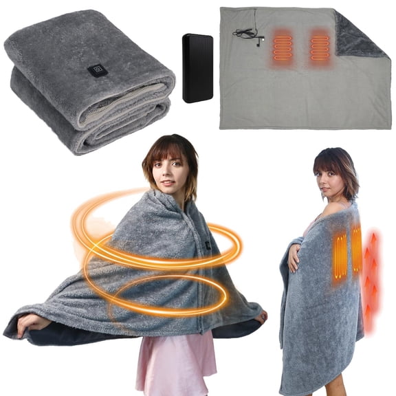 Portable USB Heated Shawl Blanket with Adjustable Temperature for Neck Shoulder Back Home Travel Camping Use