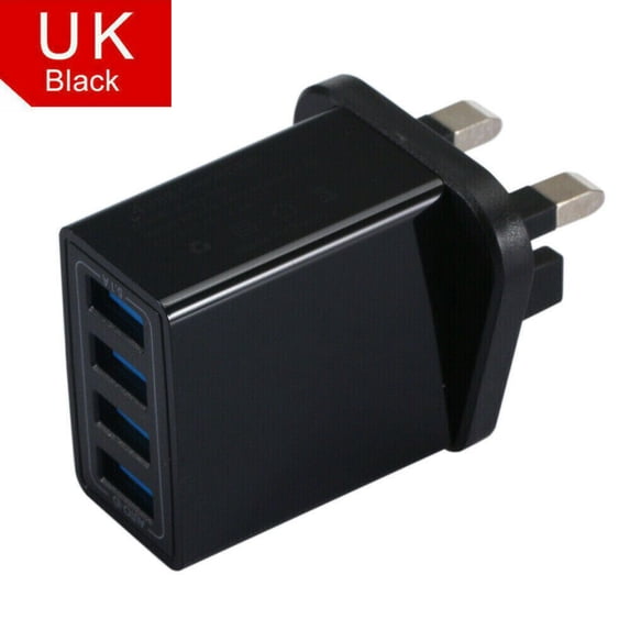 Portable USB Hub Fast Quick Charge 4 Multi-Port Quick Charger Mains Wall Charger UK Plug Adapter Phone Chargers BLACK