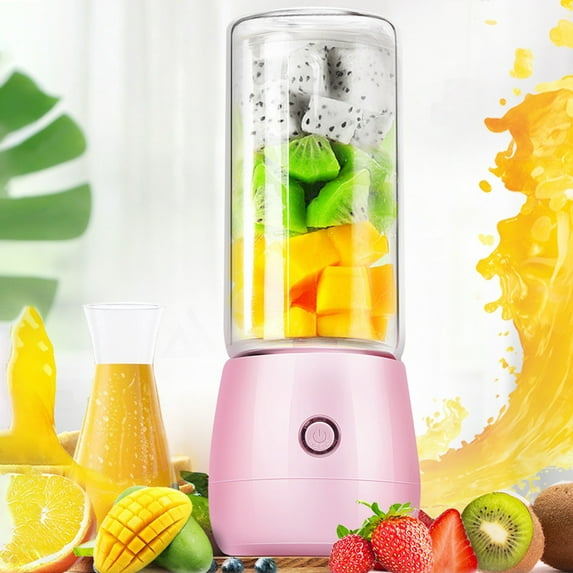 Portable USB Juicer, Mini Fruit Juicer Cup, 4-Blade Stainless Steel, Leakproof, Auto Cleaning, Timer Function, Travel-Friendly, BPA-Free, Baby Food Grade, Home & Office Use