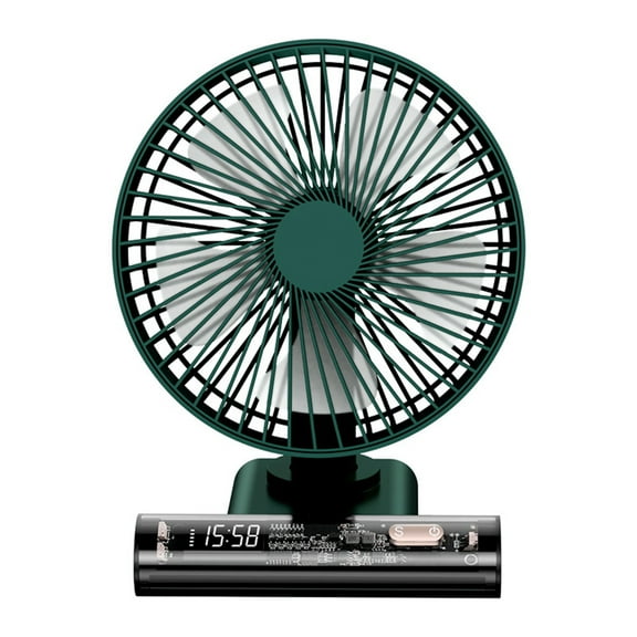 Portable USB Moving Head Fan with Clock, Quiet Oscillating Desktop Fan for Home, Office, Travel - Compact, Multi-Functional, Stylish, Convenient Cooling Solution