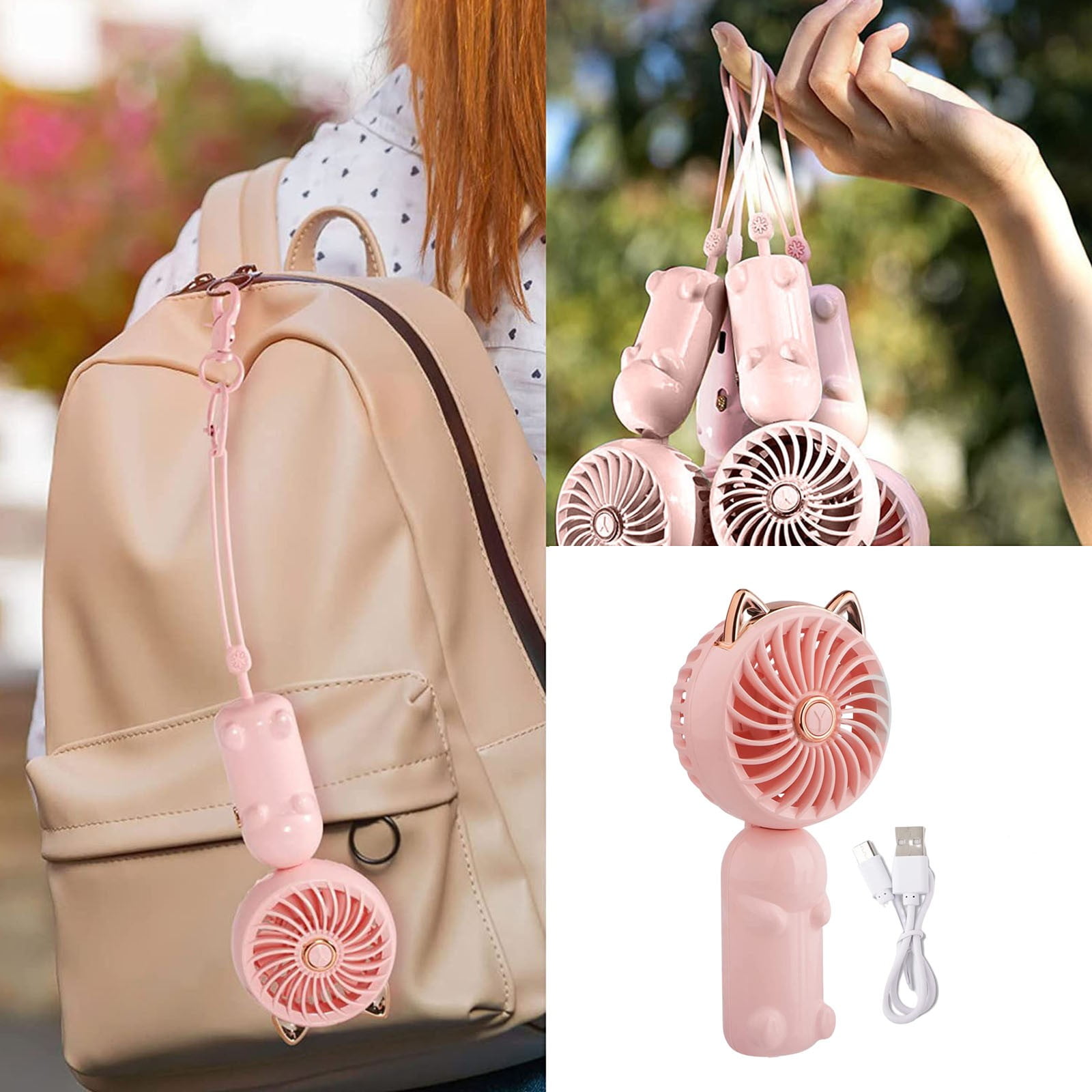Portable USB Personal Fan Handheld Ventilator With Rechargeable Battery 3 Speed Strong Wind For Outdoor Travel