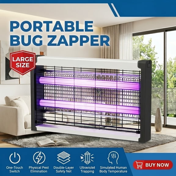 Portable USB-Powered Bug Zapper – 3500V Indoor/Outdoor Insect Killer with Smart Light Sensor for Living Room, Kitchen, Garage, Yard, Patio & Camping – Compact Plastic Design, Low-Voltage Safe Operati