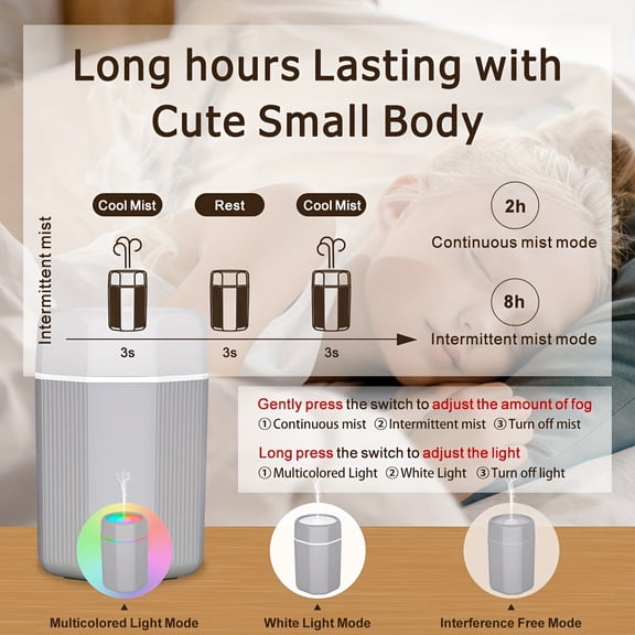 Portable USB Powered Essential Oil Diffuser - RGB LED Light, 3 Modes, Waterless Auto-Off, Cool Mist Humidifier, Aromatherapy Diffuser for Home Bedroom/Office, Compact Aroma Tool