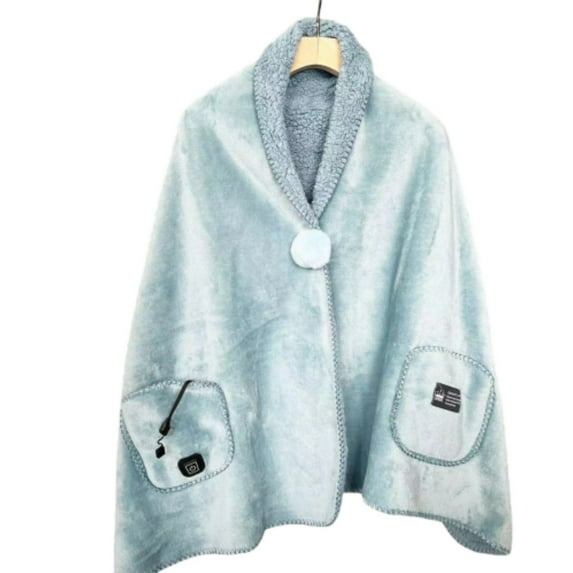 Portable USB Powered Warming Throw Soft Flannel Plaid Wearable Wrap for Indoor Travel Comfort