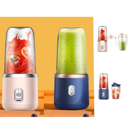 Portable USB Rechargeable Blender for Shakes and Juices 6 Blade Handheld Juicer for Sports Travel Outdoor Use Mini Double Cup Double Lid Design Set of 6 Compact Blenders