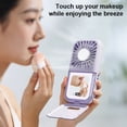 thumbnail image 1 of Portable USB Rechargeable Fan, Foldable Makeup Mirror Fan, Multi-Functional Neck-Hanging Fan for Travel & Outdoor Cooling, Personal Handheld Fan for Office and Bedroom, 1 of 9