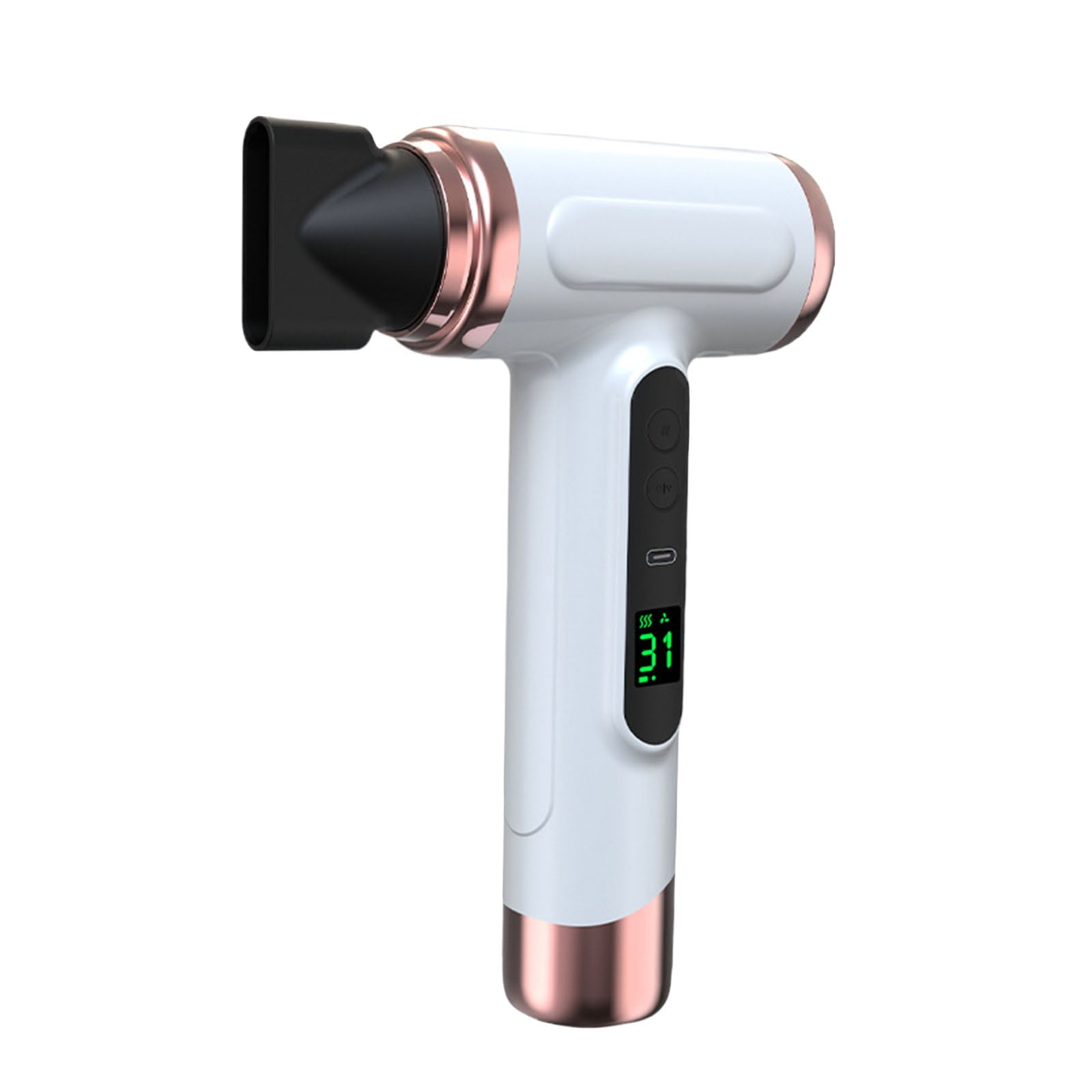 Portable USB Rechargeable Hair Dryer with 15000mAh Battery, Adjustable Hot and Cold Air for Travel, Camping, and Dorm Use in White