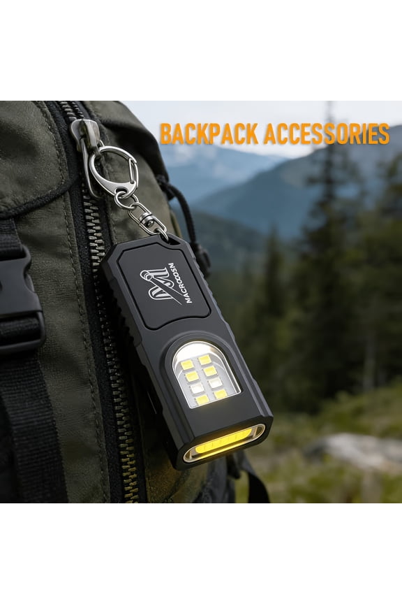 Portable USB Rechargeable Hands-Free Flashlight | Mini Keychain Light with Bottom Magnet, Pen Clip Design Headlamp, 5 Lighting Modes, Multi-Function Emergency Lantern, Hanging Tent Light