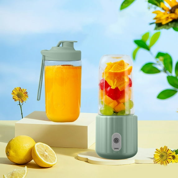 Portable USB Rechargeable Juicer Cup, 380ml Capacity, 6-Blade Multifunctional Blender, Travel-Friendly Mini Juicer Machine for Home, Work, School - Blue