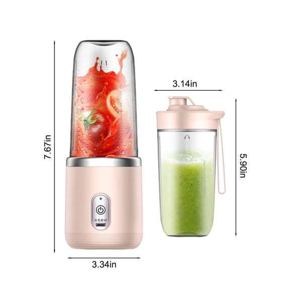 Portable USB Rechargeable Juicer Cup 400ml 6-Blade Blender For Smoothies And Shakes Pink 1 Count