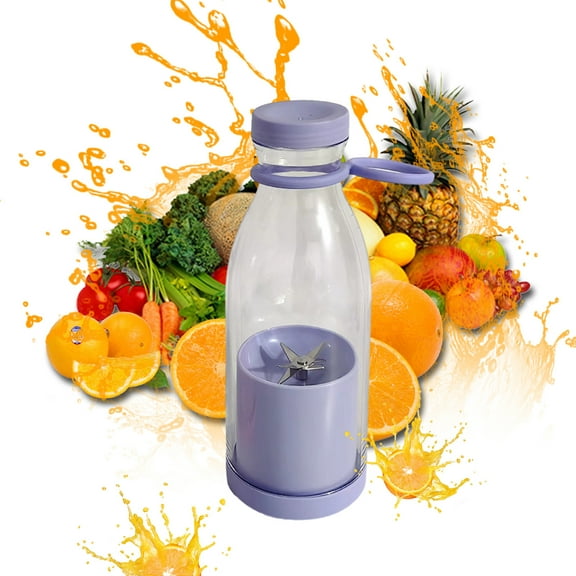 Portable USB Rechargeable Juicer Shaker Cup for Travel Hiking Picnic | 6 Blade Mixer | Plastic | 420ml | With Lids | For Lemons Milkshakes Smoothies | Lightweight | White Pink Blue