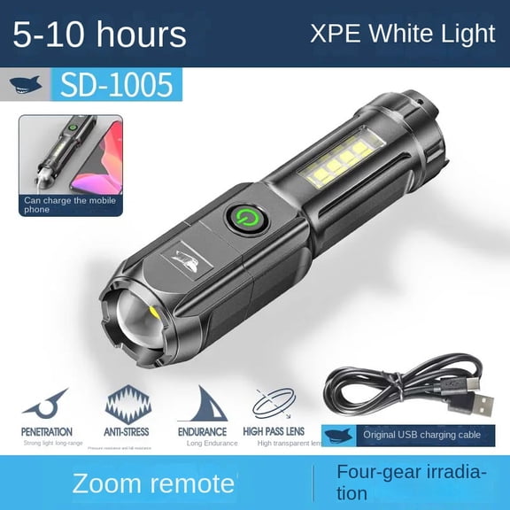 Portable USB Rechargeable LED Flashlight Mini Strong Light Fixed Focus Spotlight Outdoor Camping Night Fishing Lighting Tool
