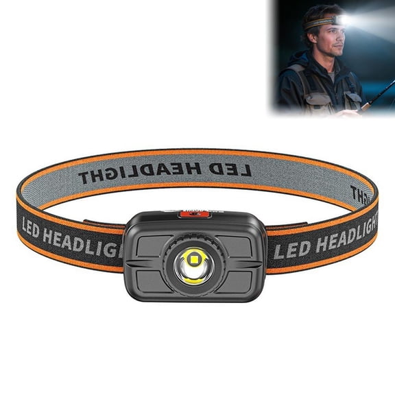 Portable USB Rechargeable LED Headlamp Torch, 4-Mode Lightweight Head Lantern Flashlight for Outdoor Camping Hiking Running