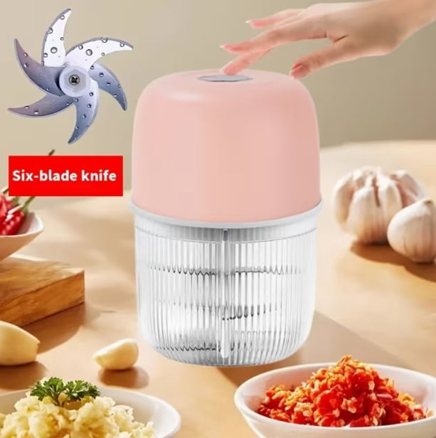 Portable USB Rechargeable Mini Garlic Chopper - Electric Food Processor for Garlic, Ginger, Chili, Fruits & More - Ideal Kitchen Tool & Father's Day Gift