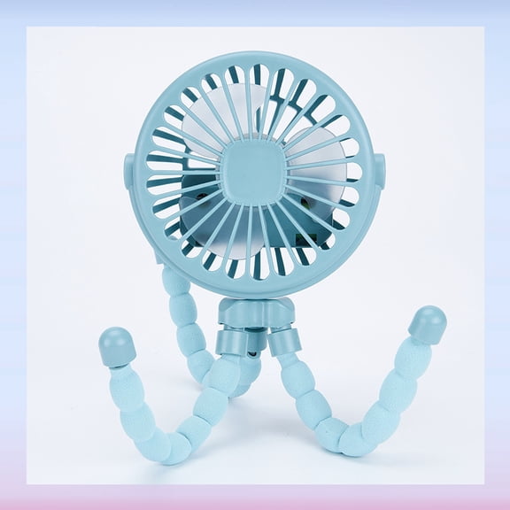 Portable USB Rechargeable Silent Mini Fan 3 Speed Adjustable with Lighting Function for Car Seat Stroller（Blue）