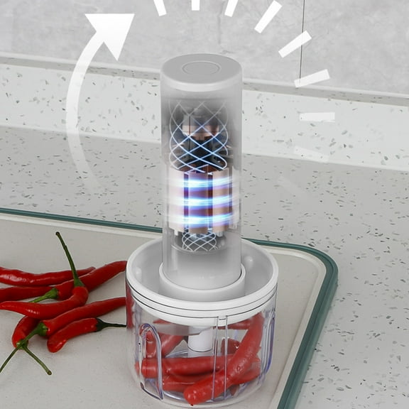 Portable USB Rechargeable Vegetable Chopper, 250ml, 3 Stainless Steel Blades, Mint Green, For Ginger, Chilli, Meat, Spices, Home & Travel, Easy to Clean