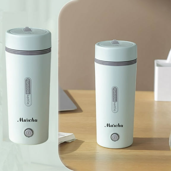 Portable USB Travel Electric Kettle, 3 in 1 Car Water Boiler Heater, 350ml Stainless Steel, for Tea Coffee Office School, Automatic Shut Off Device, Green