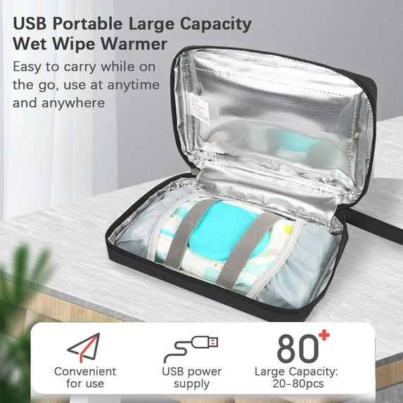 Portable USB Wipe Warmer Large Capacity Wipes with Adjustable Display Screen