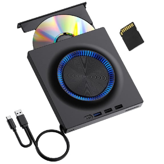 Portable USB3.0 & Type-C External Drive with Card Reader, 5Gbps Speed for PC/Laptop