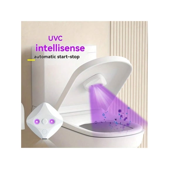 Portable UV-C Toilet Cleaning Purifier Rechargeable No Wiring Easy Install for Home Bathroom Travel
