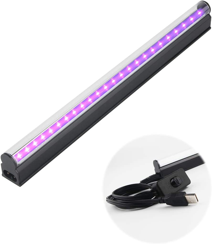 Portable UV LED Blacklight Tube 1ft Black Light Bar for Glowinthe