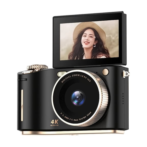 Portable Ultra High Definition Digital Video Camera 4K Ultra High Definition Digital Camera 64 Million Pixels 16X Zoom Front And Rear Dual Camera Auto With Flash And Battery Birthday Gift