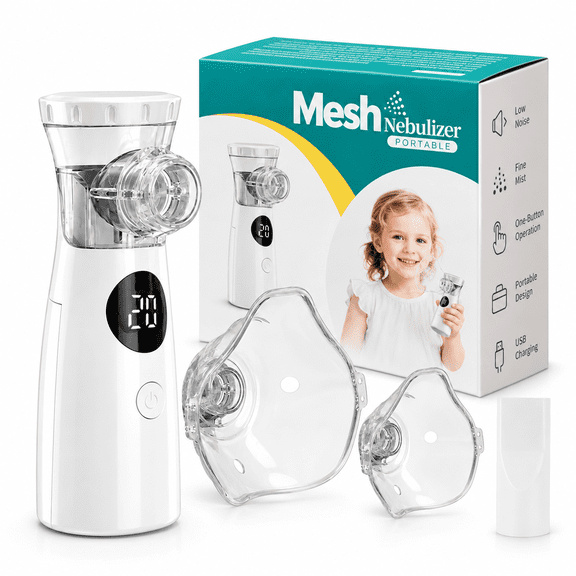Portable Ultrasonic Breathing System 2.0, Rechargeable, Turbo Mode, Digital Display & Case