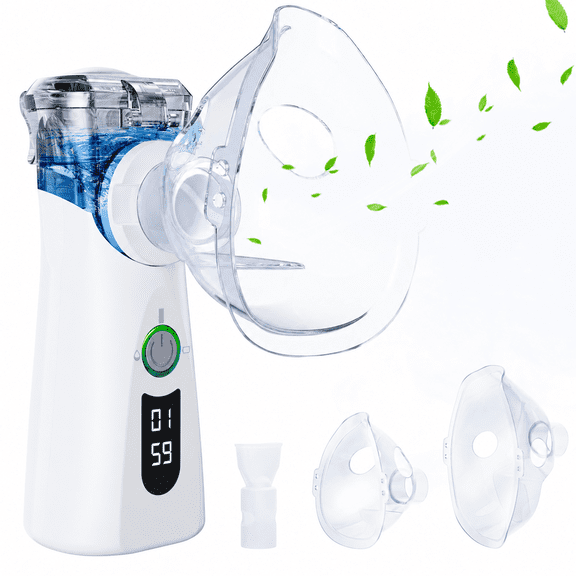 Portable Ultrasonic Breathing System, Humidify Any Liquid,Rechargeable Battery & Whisper Quiet Fine Mist Inhaler for Home and Travel