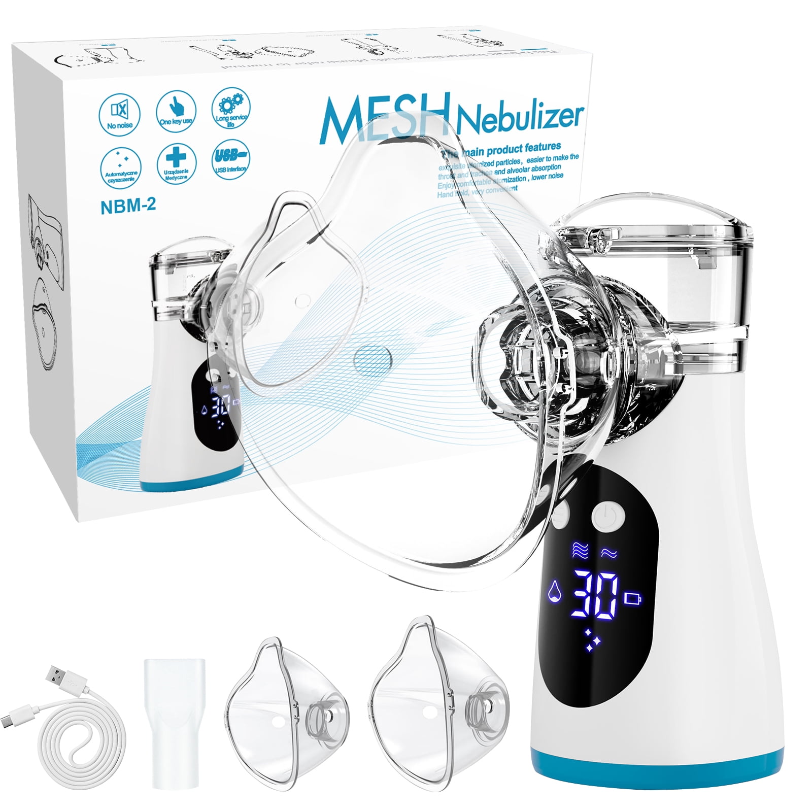 Portable Ultrasonic Breathing System, Humidify any liquid, with Rechargeable Battery & Whisper quiet for Home and Travel,Blue