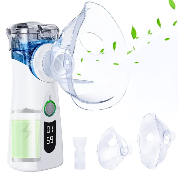Portable Ultrasonic Breathing System, Humidify any liquid, with Rechargeable Battery & Whisper quiet for Home and Travel,Gray