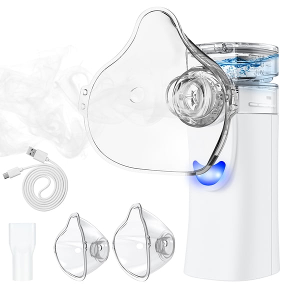 Portable Ultrasonic Breathing System, Humidify any liquid, with Rechargeable Battery & Whisper quiet for Home and Travel,white