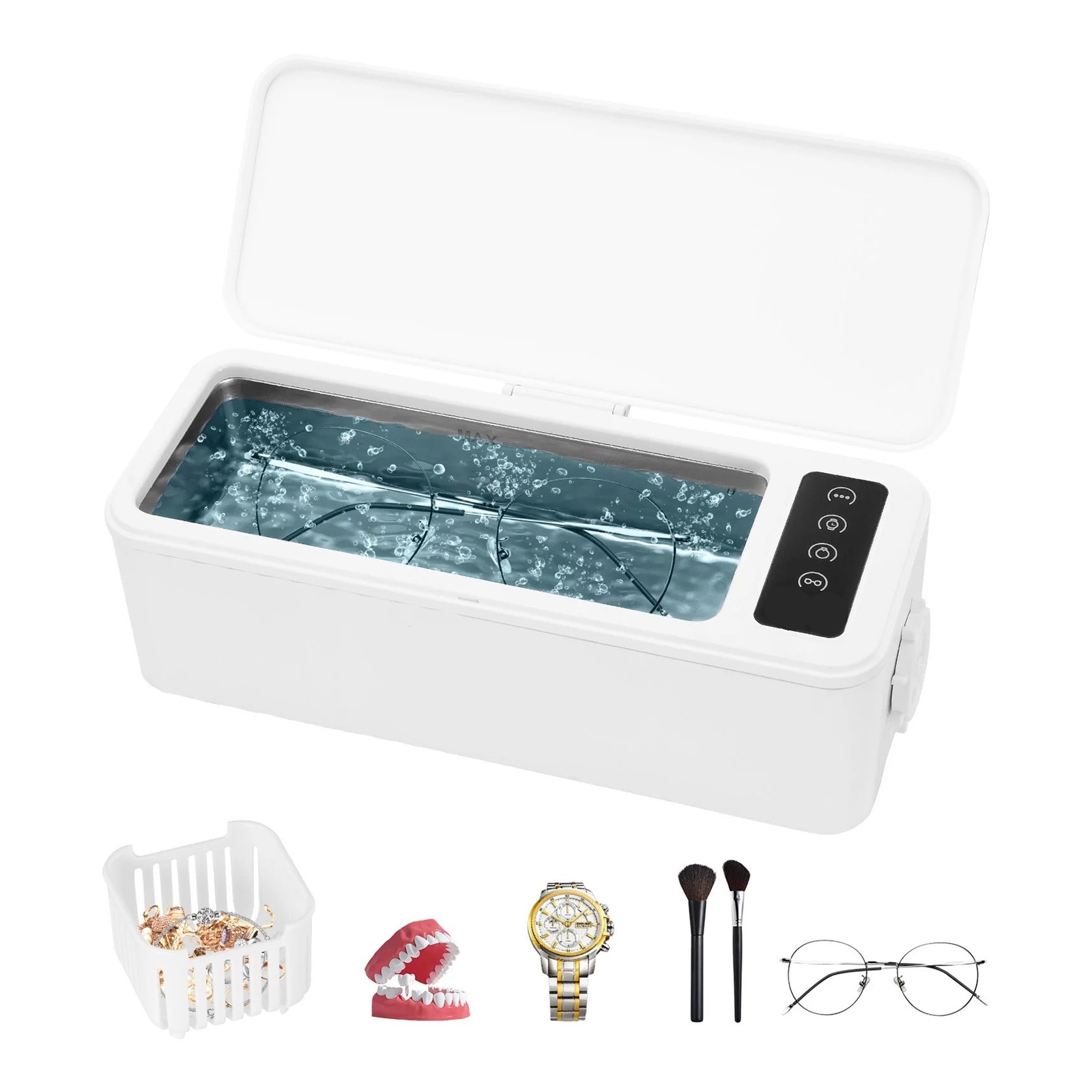 Portable Ultrasonic Cleaner Machine Timer Modes Cleaning Basket for Eyeglasses Watches Dentures Ring