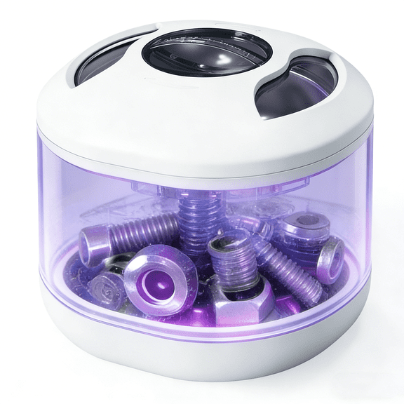 Portable Ultrasonic Hardware Cleaner, 40000-42000Hz 360 Deep Clean, U-V Light, IPX7 Waterproof Detachable Tank with Basket & Tweezers for Travel & Worksite