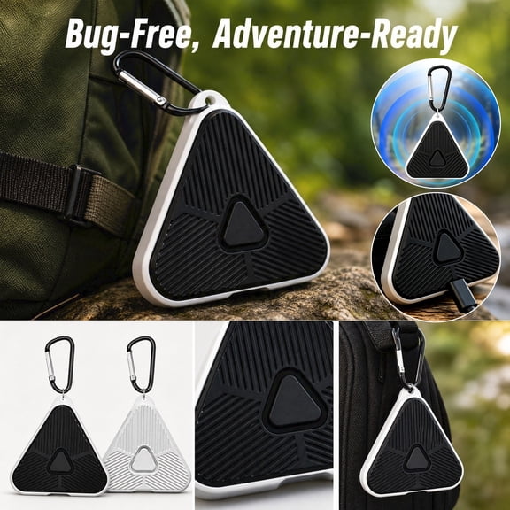 Portable Ultrasonic Mosquito Repeller with Carabiner, USB-C Rechargeable Outdoor Bug Repellent Device, Clip-On Backpack Insect Repeller for Camping, Hiking, Fishing, Travel