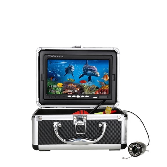 Portable Underwater Fishing Camera with Depth Temperature Display-Waterproof HD Camera and 7'' LCD Monitor-Infrared Fish Finder Waterproof Underwater Fish Finder