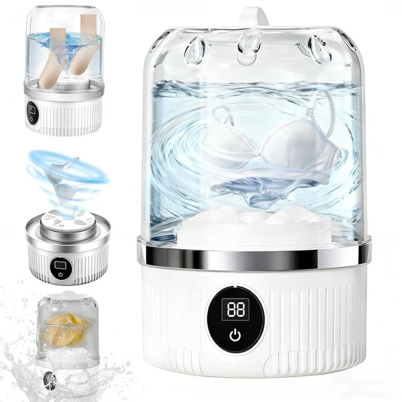 Portable Underwear Washer, Mini Washing Rechargeable Cordless Washing-Machine with Digital Timer Display, Wireless Washing Machine for Home Use, USB Charging Laundry for Apartments, Hotels, Travel